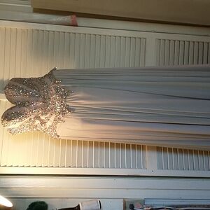 NWT Glamour by Terani strapless evening gown pink gray ombre size 2 glass stones